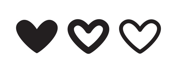 Heart vector icons. Set of love symbols. Isolated pictograms. Valentine's day design elements.