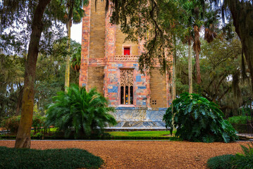 The Singing Tower with its ornate brass door in Lake Wales, Florida