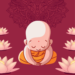 buddhist praying monk
