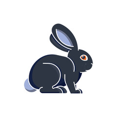 Obraz premium Rabbit silhouette in linear style isolated on white background. Vector image of an animal. Used for outdoor advertising, printing, web resources, neon design as a graphic element. New year 2023