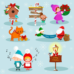 set of christmas elements