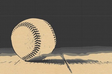 baseball glove with ball on vintage back  ground