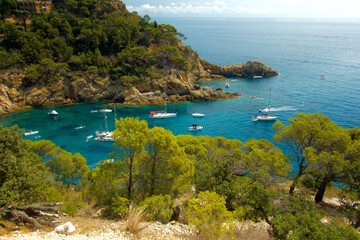View of the Costa Brava in Spain near Tossa de Mar. 