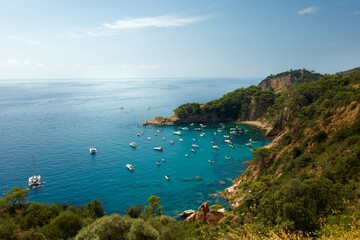 View of the Costa Brava in Spain near Tossa de Mar. 