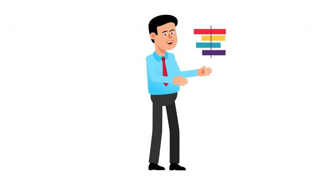 Businessman shows infographic - 2d looped animation.