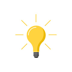 Light Bulb yellow , isolated on white background. Light bulb icon vector. ideas symbol illustration.