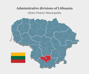 Vector map Lithuania and district Alytus