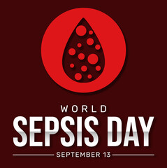 World Sepsis Day Red Background with Drop sign and typography. Sepsis Day backdrop design