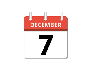 December, 7th calendar icon vector