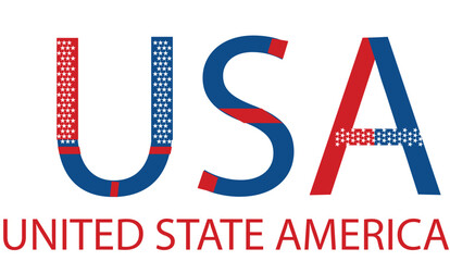 Fototapeta na wymiar USA United States of America Text Graphic logo 