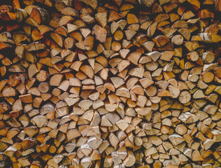 Wooden texture from firewood. General plan