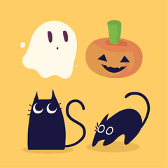 halloween ghost and pumpkin