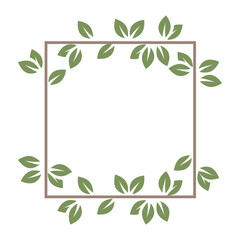 blank frame with green leaves