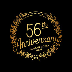 56 years anniversary celebrations design template. 56th logo. Vector and illustrations. 