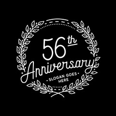 56 years anniversary celebrations design template. 56th logo. Vector and illustrations. 