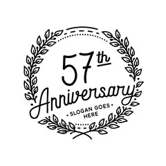 57 years anniversary celebrations design template. 57th logo. Vector and illustrations. 