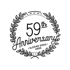 59 years anniversary celebrations design template. 59th logo. Vector and illustrations. 