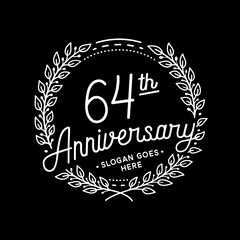 64 years anniversary celebrations design template. 64th logo. Vector and illustrations. 