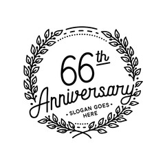 66 years anniversary celebrations design template. 66th logo. Vector and illustrations. 