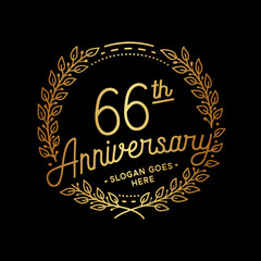 66 years anniversary celebrations design template. 66th logo. Vector and illustrations. 