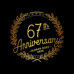 67 years anniversary celebrations design template. 67th logo. Vector and illustrations. 