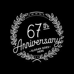 67 years anniversary celebrations design template. 67th logo. Vector and illustrations. 