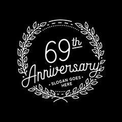 69 years anniversary celebrations design template. 69th logo. Vector and illustrations. 