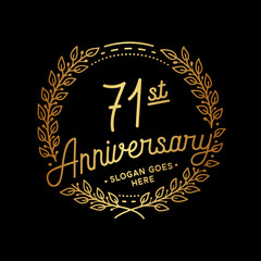 71 years anniversary celebrations design template. 71st logo. Vector and illustrations. 