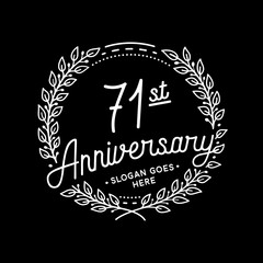 71 years anniversary celebrations design template. 71st logo. Vector and illustrations. 
