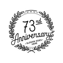 73 years anniversary celebrations design template. 73rd logo. Vector and illustrations. 