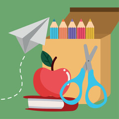 school apple and supplies