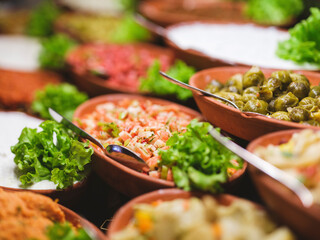 delicious and fresh appetizers at the hotel buffet