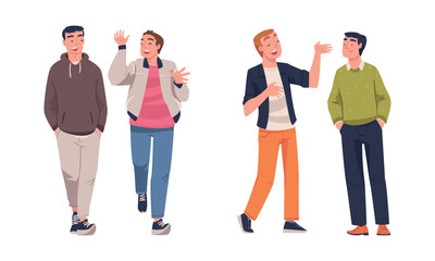 Obraz premium Man Character Telling Funny Story and Joke Laughing Out Loud and Having Fun Vector Set