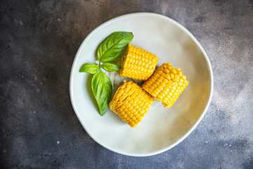 corn cob boiled fresh healthy meal food snack diet on the table copy space food background