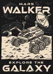 Mars walker vintage poster monochrome
