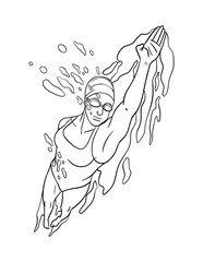 Swimming Isolated Coloring Page for Kids