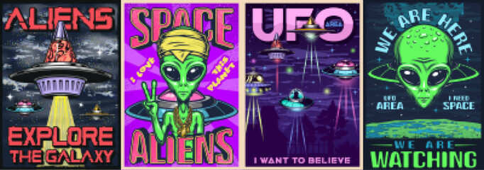 Space fantasy set posters colorful © DGIM studio