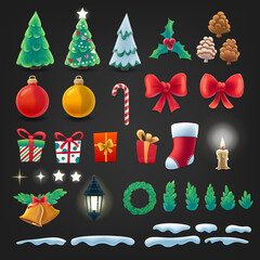 set of decoration icons for christmas - 528569787