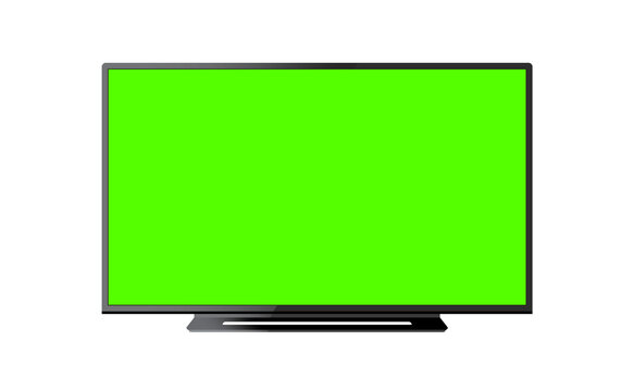 Realistic Green Screen LED TV Front Display Mockup Illustration