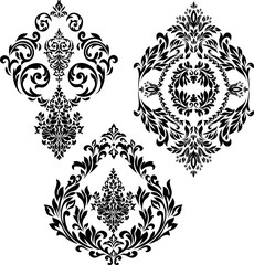 Oriental vector damask patterns for greeting cards and wedding invitations.