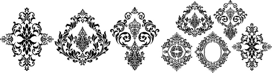 Oriental vector damask patterns for greeting cards and wedding invitations.