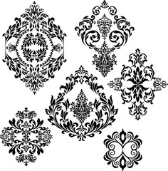 Oriental vector damask patterns for greeting cards and wedding invitations.