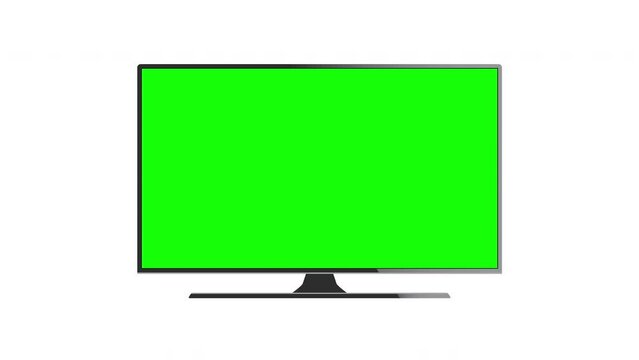 Minimalist Television Zoom In Green Screen Animation Glossy Wide TV