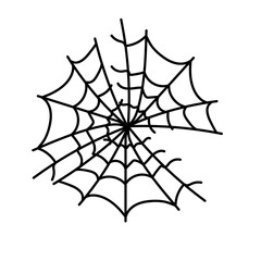 Halloween icons black and white. Monochrome icon set: spider web, nest, spider house.