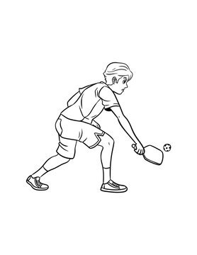 Pickleball Isolated Coloring Page For Kids