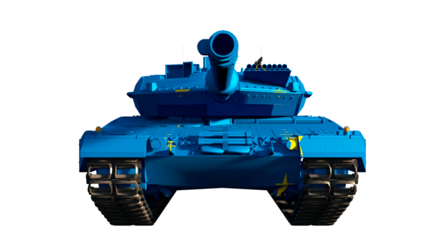 tanks painted with flag