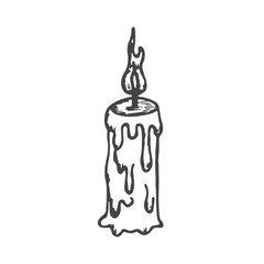 candle burning vector hand drawn sketch isolated