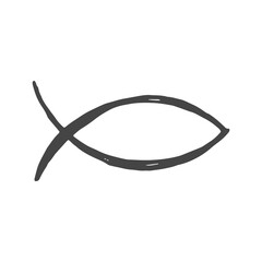 christian fish sign vector hand drawn