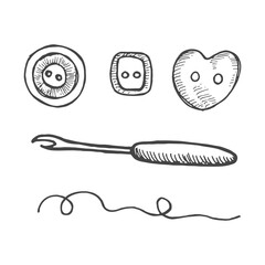 sewing accessories vector sketch isolated