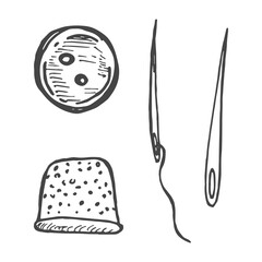sewing accessories vector sketch isolated